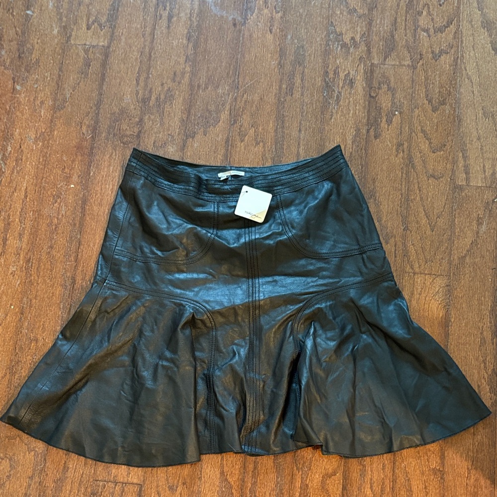 Halogen Black Leather Mini Skirt